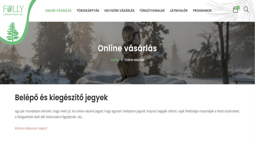 Folly Arborétum jegyértékesítő rendszer