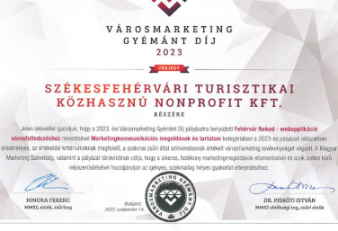 Városmarketing Gyémánt Díj 2023 - Székesfehérvár
