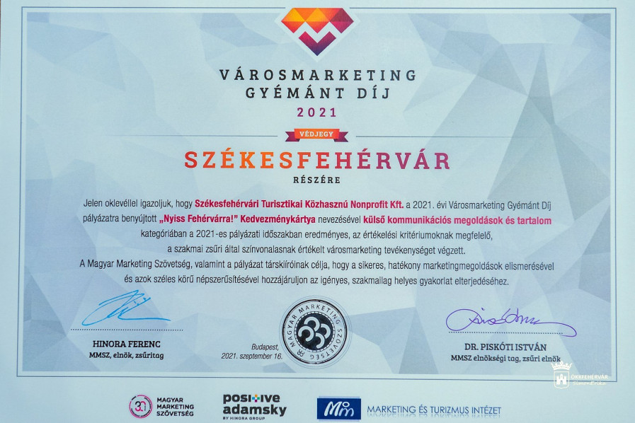 Városmarketing Gyémánt Díj 2020