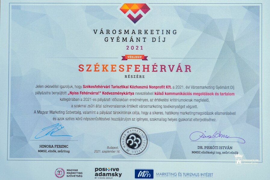 Városmarketing Gyémánt Díj 2020