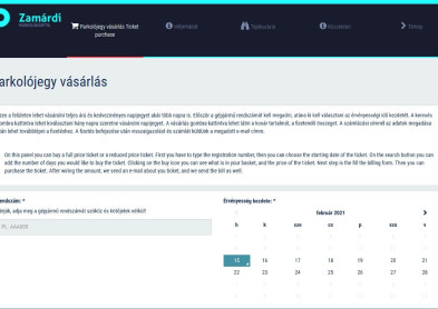 Zamárdi online parkolási bérletrendszere