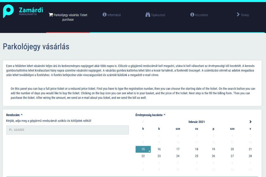 Zamárdi online parkolási bérletrendszere