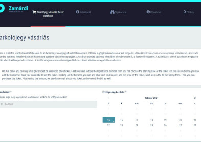 Zamárdi online parkolási bérletrendszere