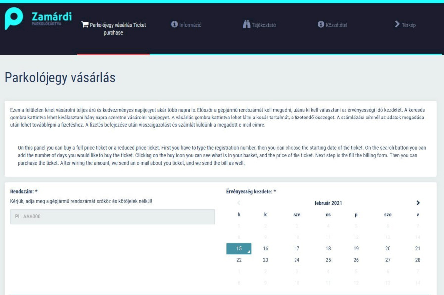 Zamárdi online parkolási bérletrendszere
